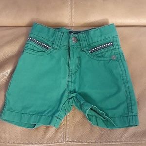 Green Jean shorts